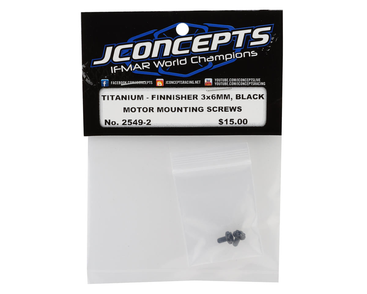 JConcepts 3x6mm Finnisher Titanium Motor Screws (Black) (2)