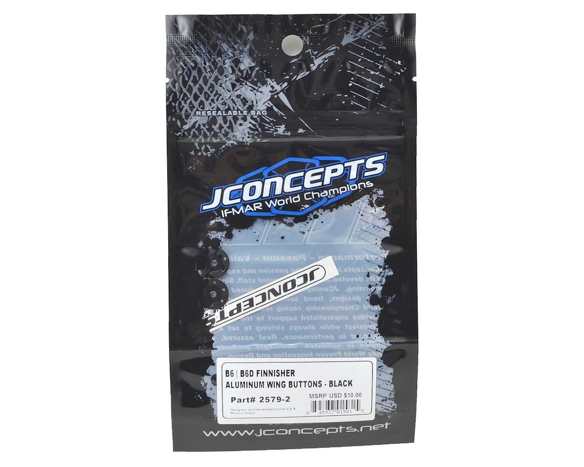 JConcepts Aluminum B6/B6D "Finnisher" Wing Buttons (Black) (2)