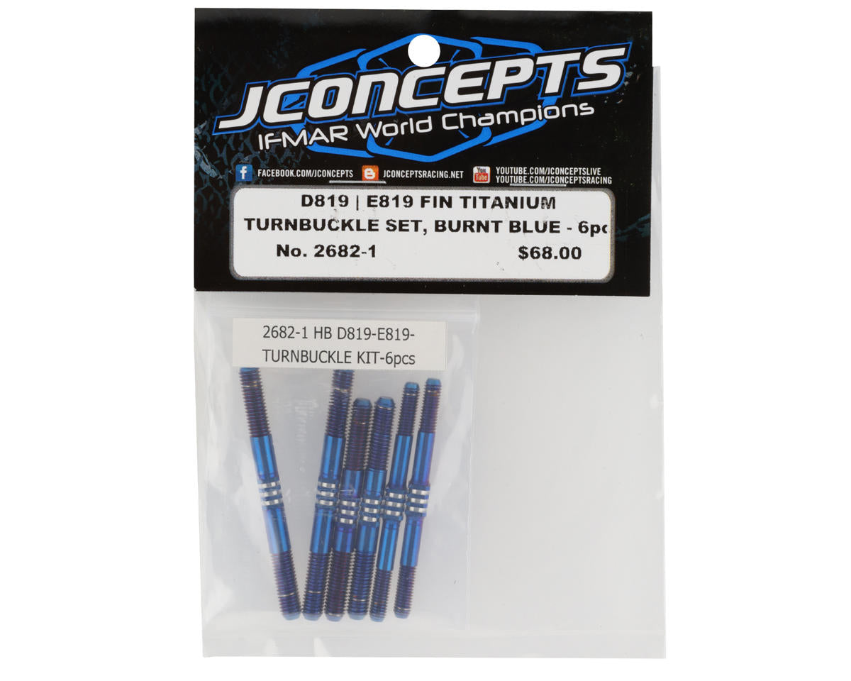 JConcepts HB Racing D819/E819 Fin Titanium Turnbuckle Set (Blue) (6)