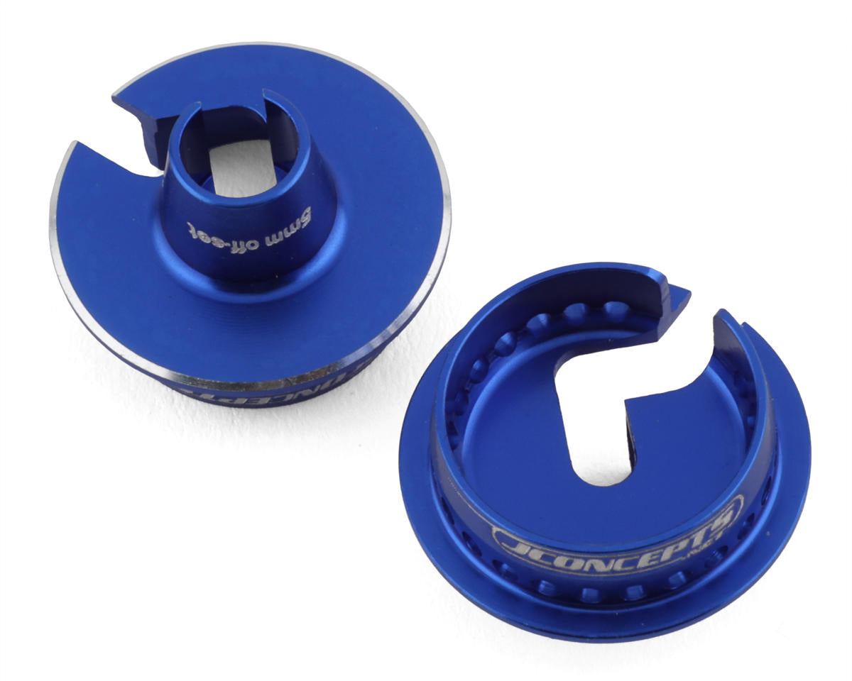 JConcepts Team Associated Fin Aluminum 13mm Shock Spring Cups (Blue)