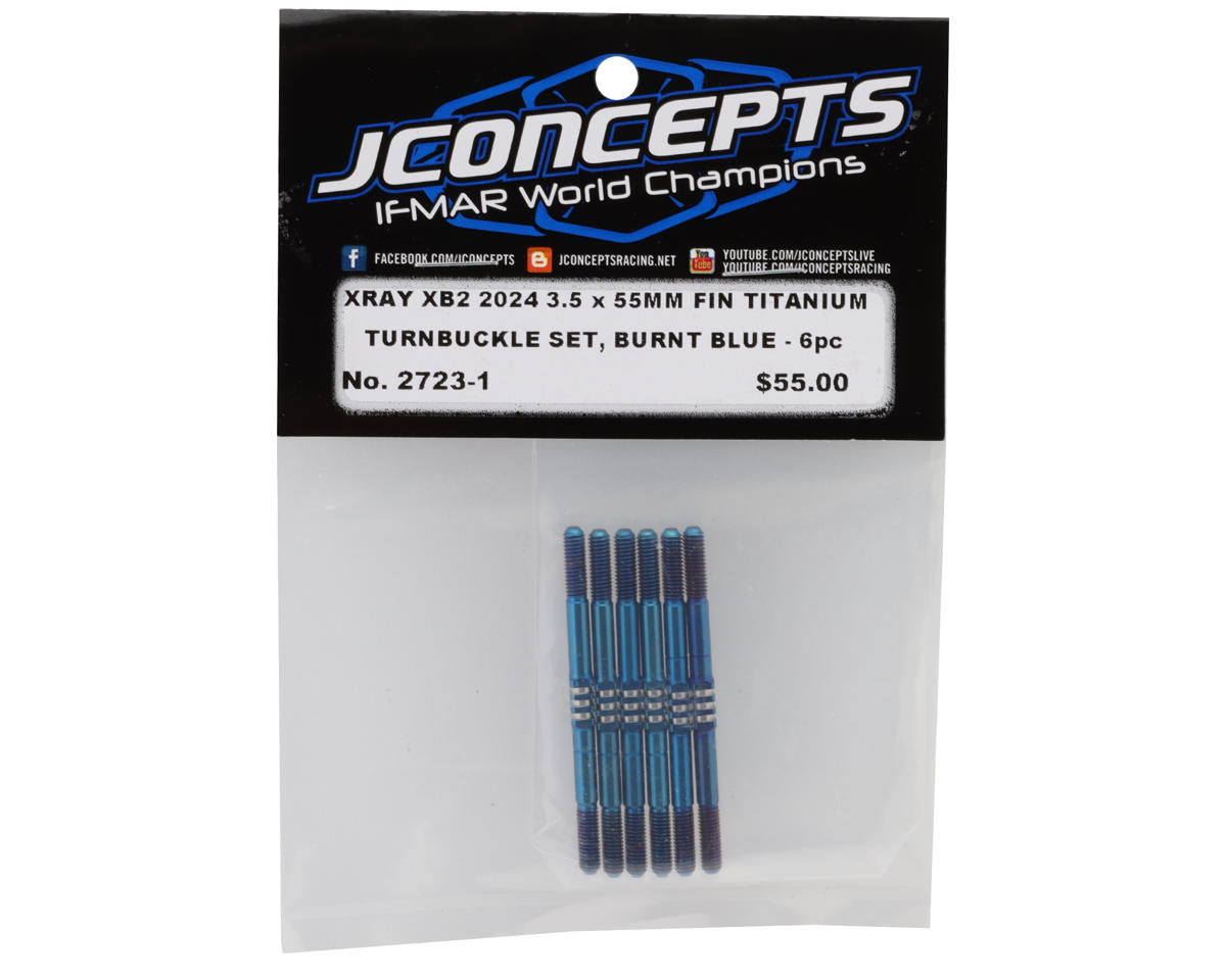 JConcepts XRAY XB2 2024 Fin Titanium Turnbuckles (Blue) (6)