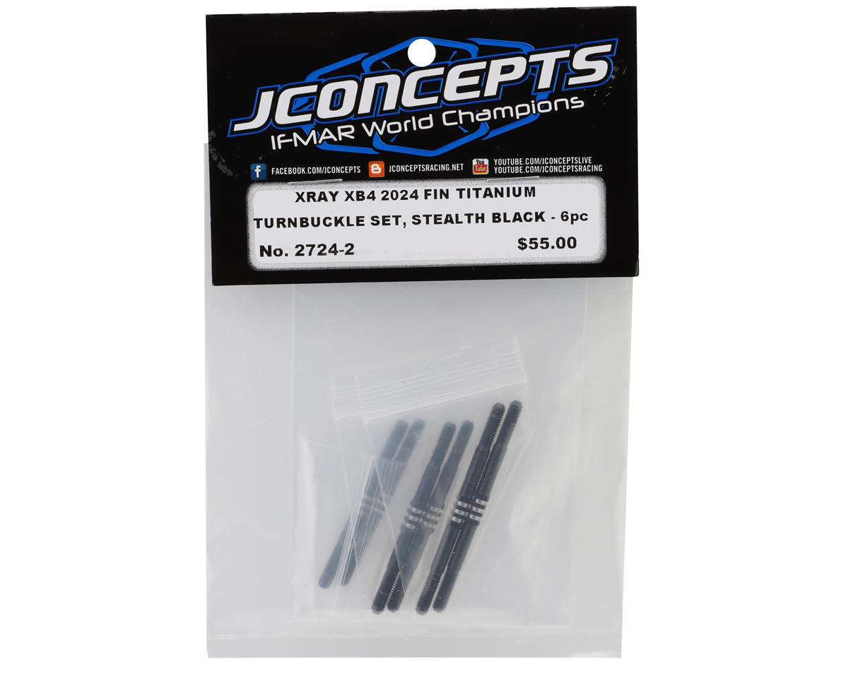 JConcepts XRAY XB4 2024 Fin Titanium Turnbuckle Set (Black) (6)
