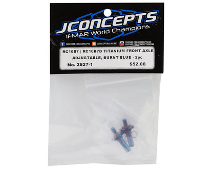 JConcepts RC10B7/RC10B7D Adjustable Titanium Front Axle (Blue) (2)