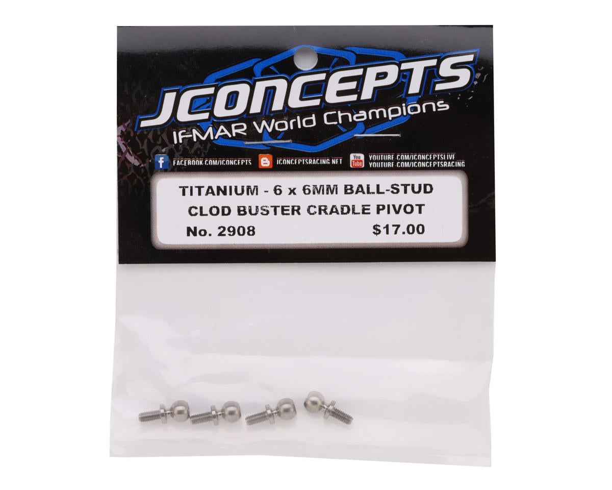 JConcepts 6x6mm Titanium Lower Cradle Ballstuds (4)