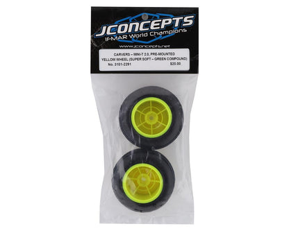 JConcepts Mini-T 2.0 Carvers Pre-Mounted Front Tires (Yellow) (2) (Green)