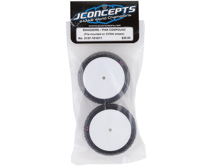 JConcepts Swaggers 2.2" Pre-Mounted 2WD Front Buggy Carpet Tires (White) (2)
