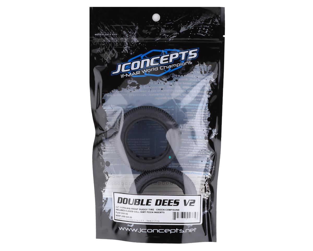 JConcepts Double Dee's V2 2.2" 4WD Front Buggy Tires (2) (Green)
