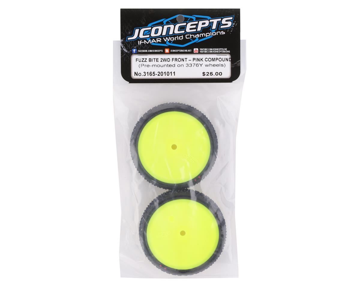 JConcepts Fuzz Bite LP 2.2 Pre-Mounted 2WD Front Buggy Carpet Tires (Yellow) (2)