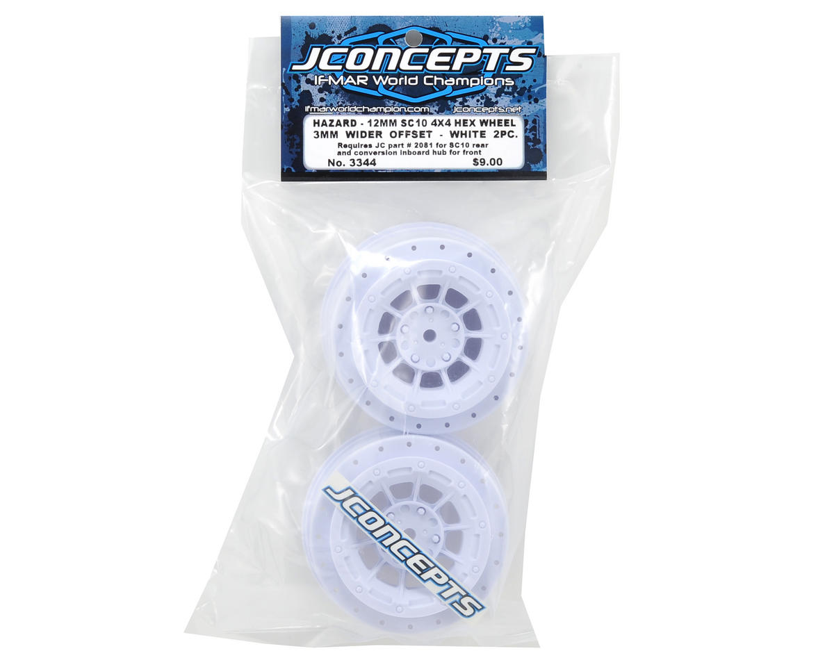 JConcepts 12mm Hex Hazard Short Course Wheels w/3mm Offset (White) (2) (SC5M)