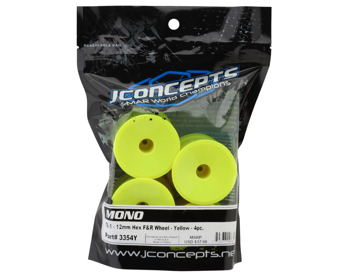 JConcepts 12mm Hex Mono 1/10 Stadium Truck Wheel (4) (T6.1) (Yellow)