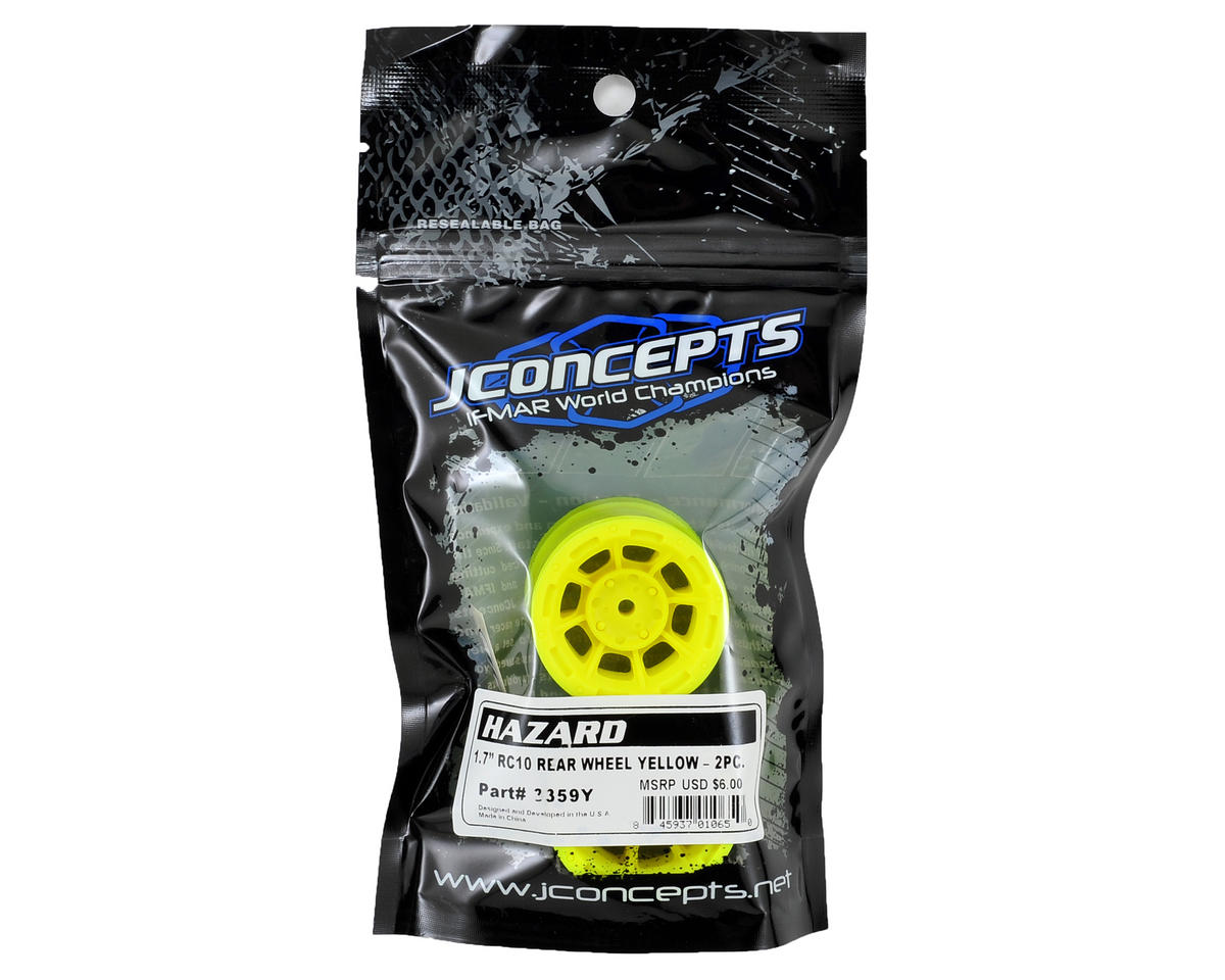 JConcepts Hazard 1.7" RC10 Rear Wheel (Yellow) (2)