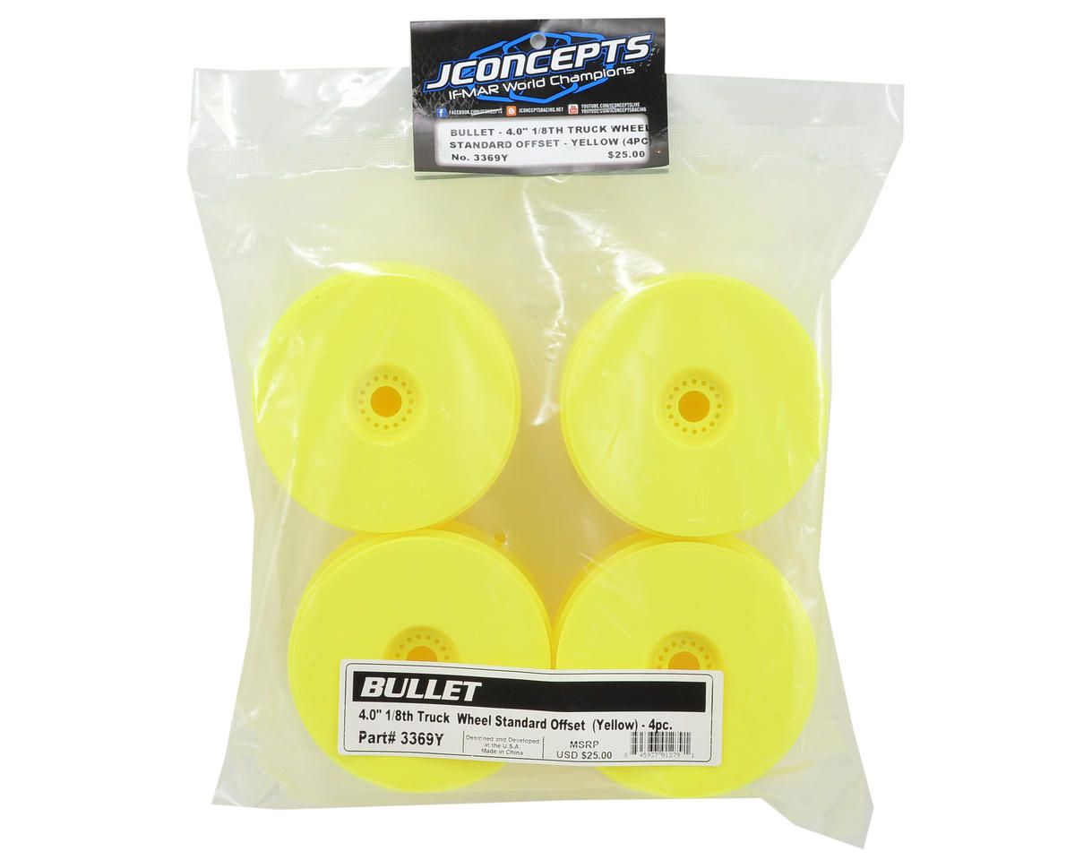JConcepts Bullet 4.0" Standard Offset 1/8 Truck Wheels (Yellow) (4)