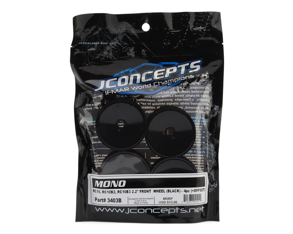 JConcepts RC10 Mono 2.2" Bearing Front Wheels (Black) (4)