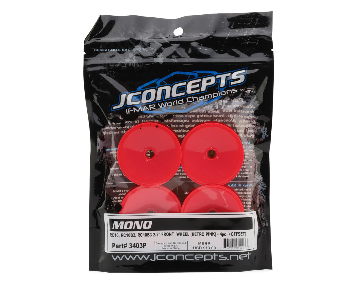 JConcepts RC10 Mono 2.2" Bearing Front Wheels (Pink) (4)