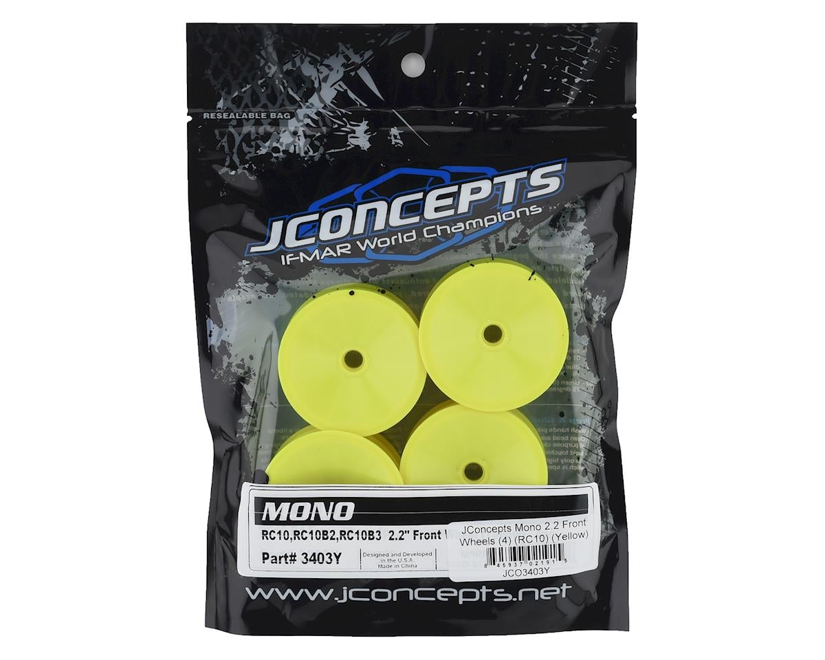 JConcepts RC10 Mono 2.2 Bearing Front Wheels (Yellow) (4)