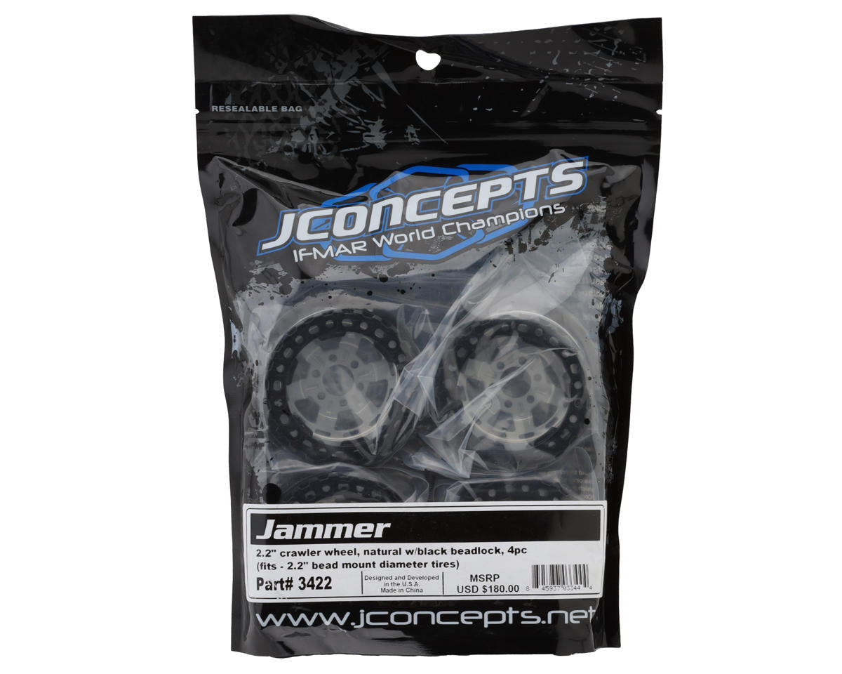 JConcepts Jammer 2.2" Beadlock Aluminum Crawler Wheels (4) (Silver/Black)