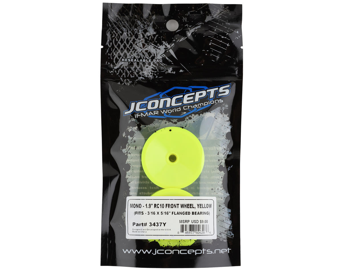 JConcepts RC10 Mono 1.9" Front Wheel (Yellow) (2)