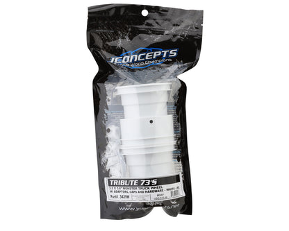 JConcepts Tribute 73's Monster Truck wheel w/Adaptors (White) (2) (3.2x3.6")