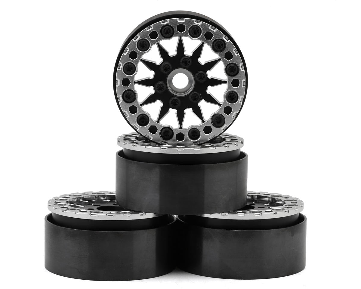 JConcepts Ultra 2.0" Bead-Loc Crawler Wheels (4) (Black/Silver)