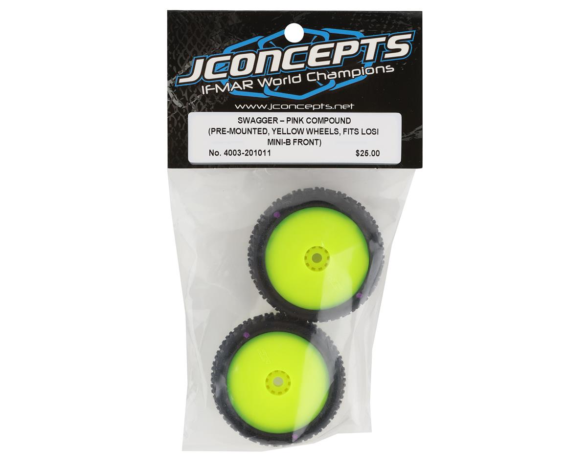 JConcepts Mini-B Swagger Pre-Mounted Front Tires (Yellow) (2) (Pink)
