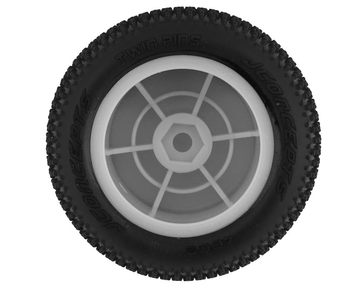 JConcepts Mini-B/Mini-T Twin Pin Pre-Mounted Rear Tires (White) (2) (Pink)