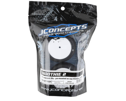 JConcepts Smoothie 2 2.2" Pre-Mounted Rear Buggy Tires (White) (2) (Silver)