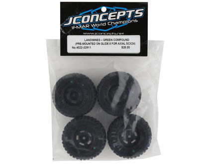 JConcepts Landmines 1.0" Pre-Mounted Tires w/Glide 5 Wheels (Black) (4) (Green)