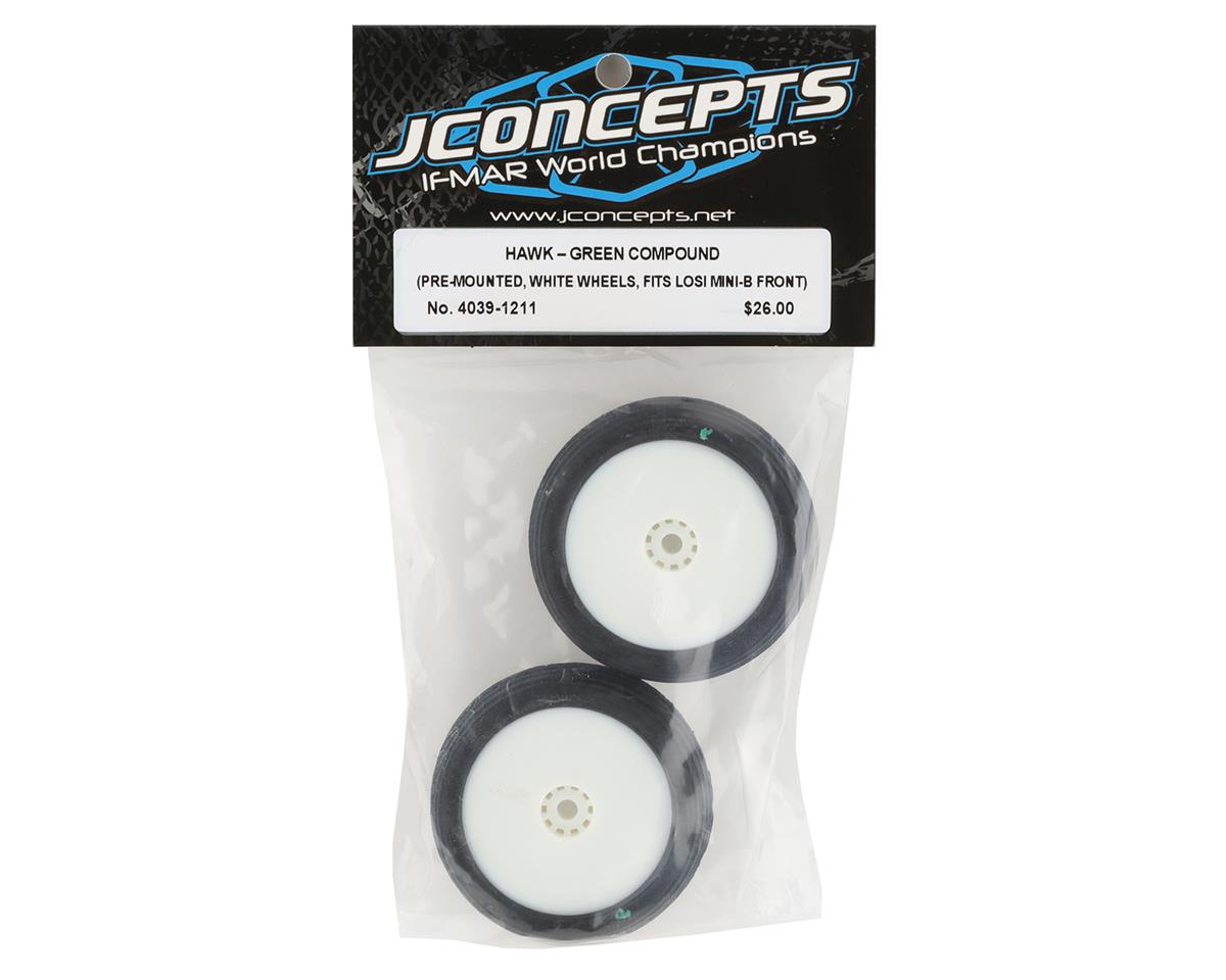 JConcepts Mini-B Hawk Pre-Mounted Front Tires (White) (2) (Green)
