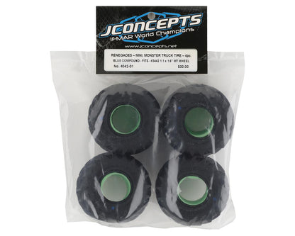 JConcepts 1.1" Renegades 1/24 Mini Monster Truck Tire (4) (Blue)