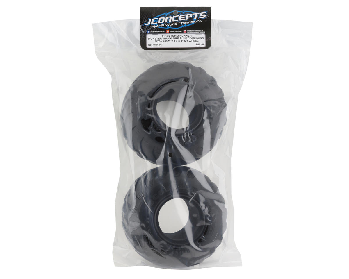 JConcepts Firestorm Runner 2.6" Monster Truck Tires (2) (Blue)
