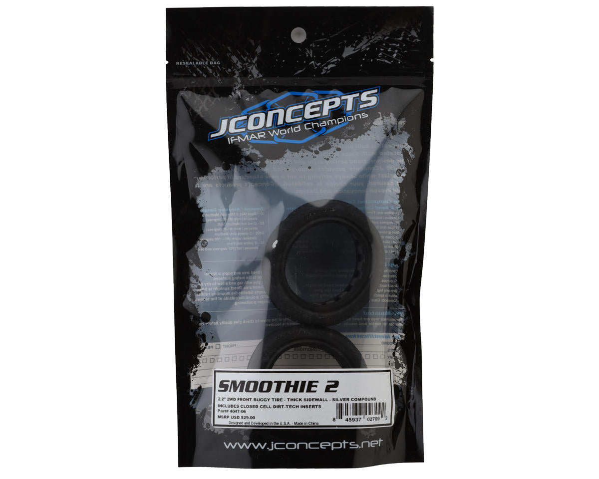 JConcepts Smoothie 2 "Thick Sidewall" 2.2" 2WD Front Buggy Tires (2) (Silver)