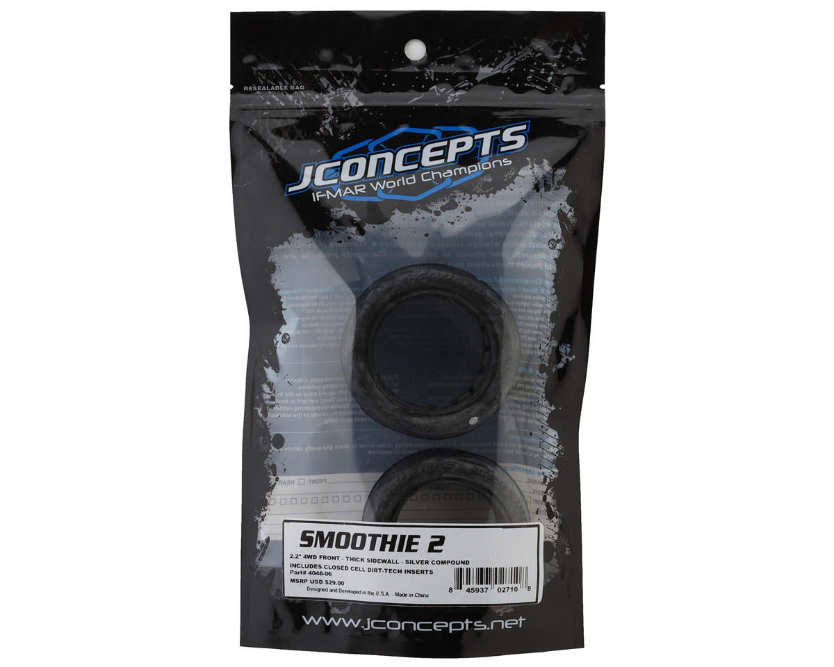 JConcepts Smoothie 2 "Thick Sidewall" 2.2" 4WD Front Buggy Tires (2) (Silver)
