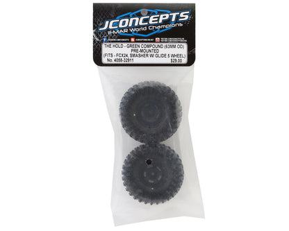 JConcepts The Hold 1.0" Pre-Mounted Tires (63mm OD) (2) w/Glide 5 Wheels (Green)