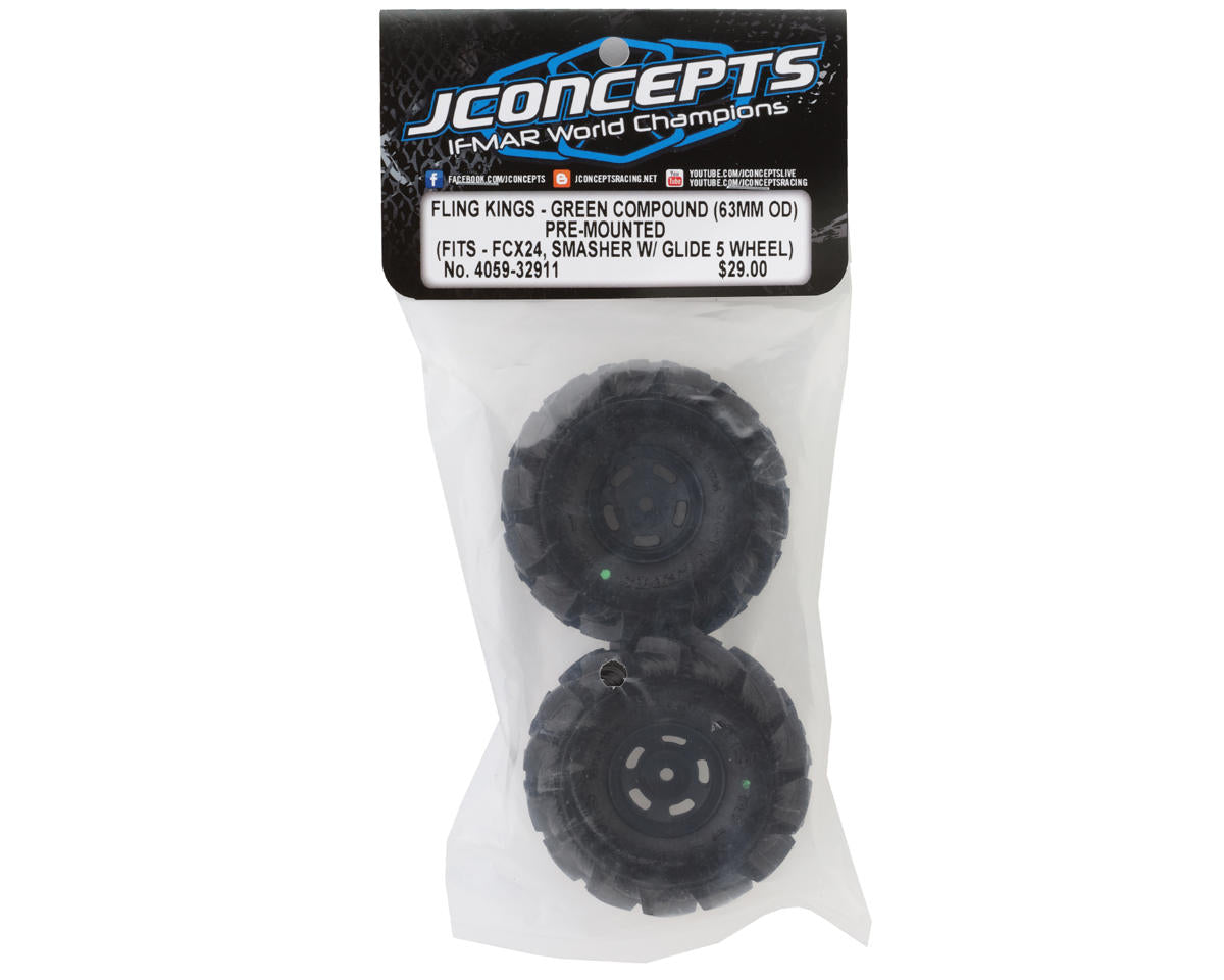 JConcepts Fling Kings 1.0" Pre-Mounted Tires (63mm OD) (2) w/Glide 5 Wheels