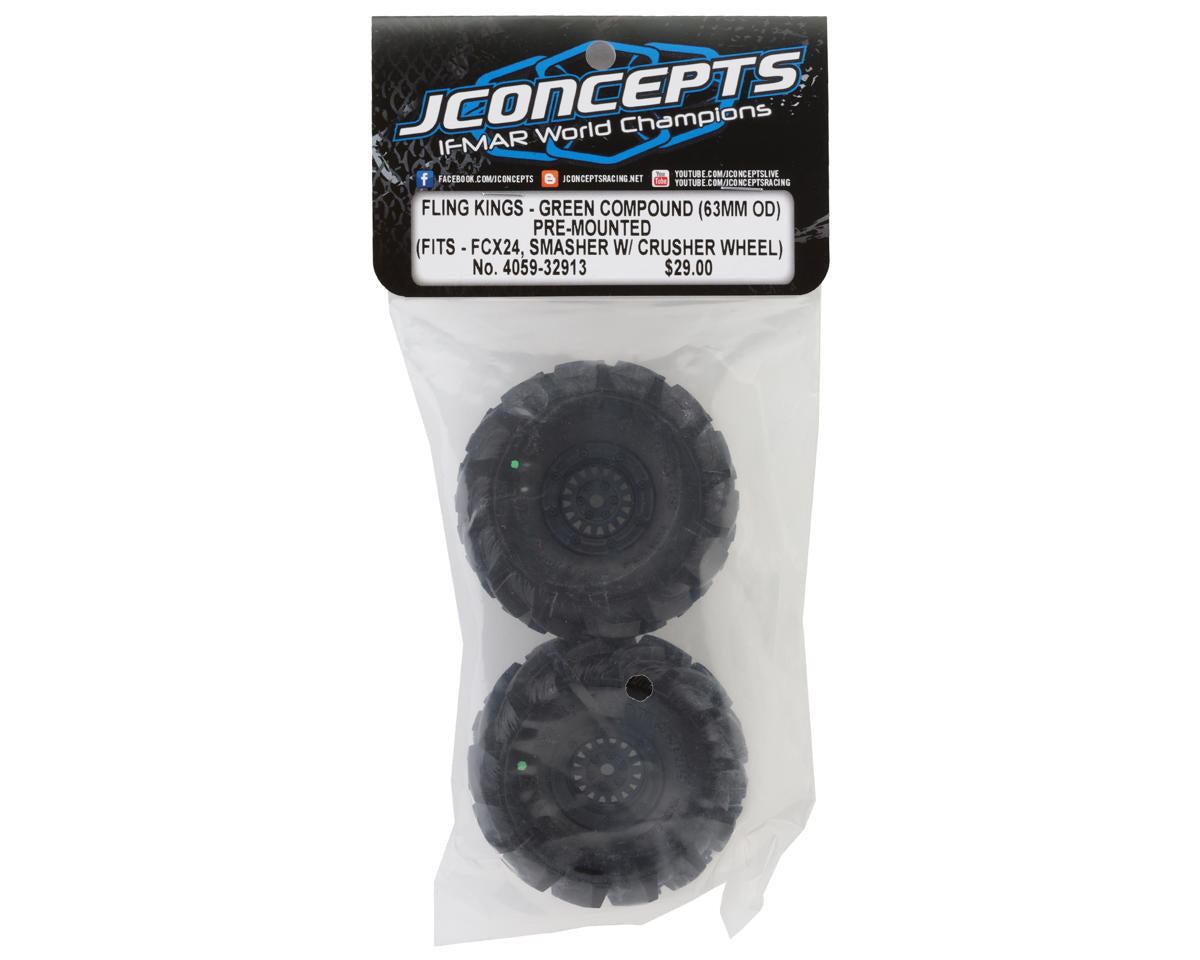 JConcepts Fling Kings 1.0" Pre-Mounted Tires (63mm OD) (2) w/Crusher Wheels