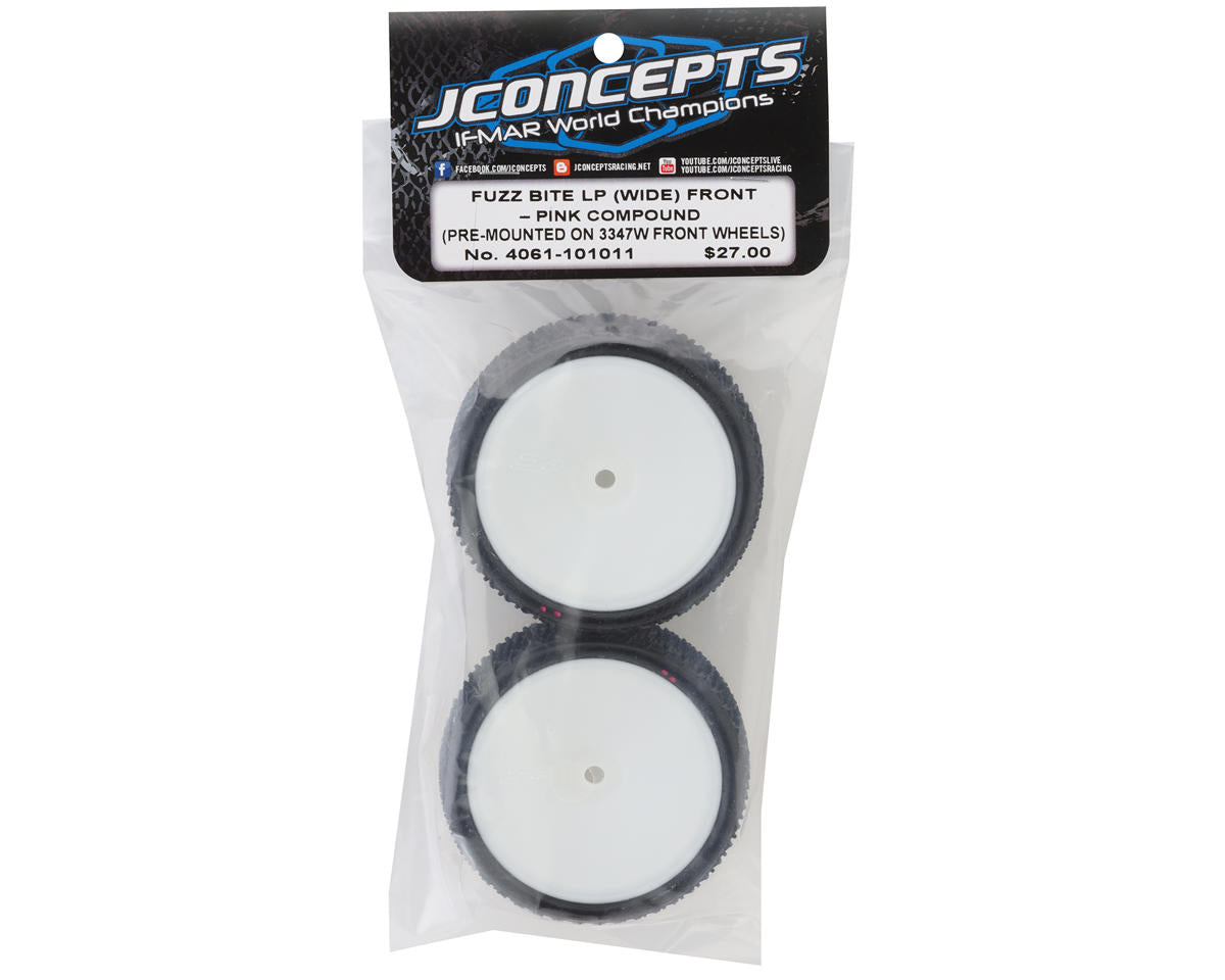 JConcepts Fuzz Bite LP Wide 2.2" Pre-Mounted 2WD Front Buggy Carpet Tires (Pink)