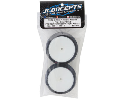 JConcepts Fuzz Bite LP Wide 2.2" Pre-Mounted 2WD Front Buggy Carpet Tires (Pink)
