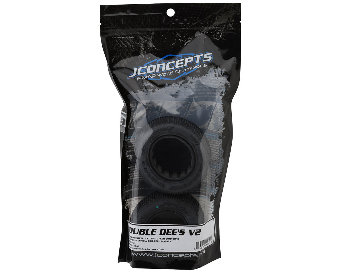 JConcepts Double Dee's V2 2.2" 1/10 Stadium Truck Tires (2) (Green)