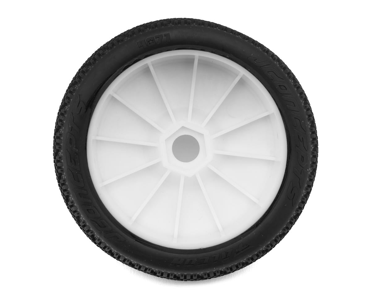 JConcepts Falcon Pre-Mounted 1/8th Buggy Tires (2) (White) (Green)