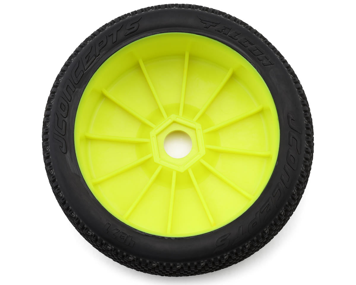 JConcepts Falcon Pre-Mounted 1/8th Buggy Tires (Yellow) (2) (Green)