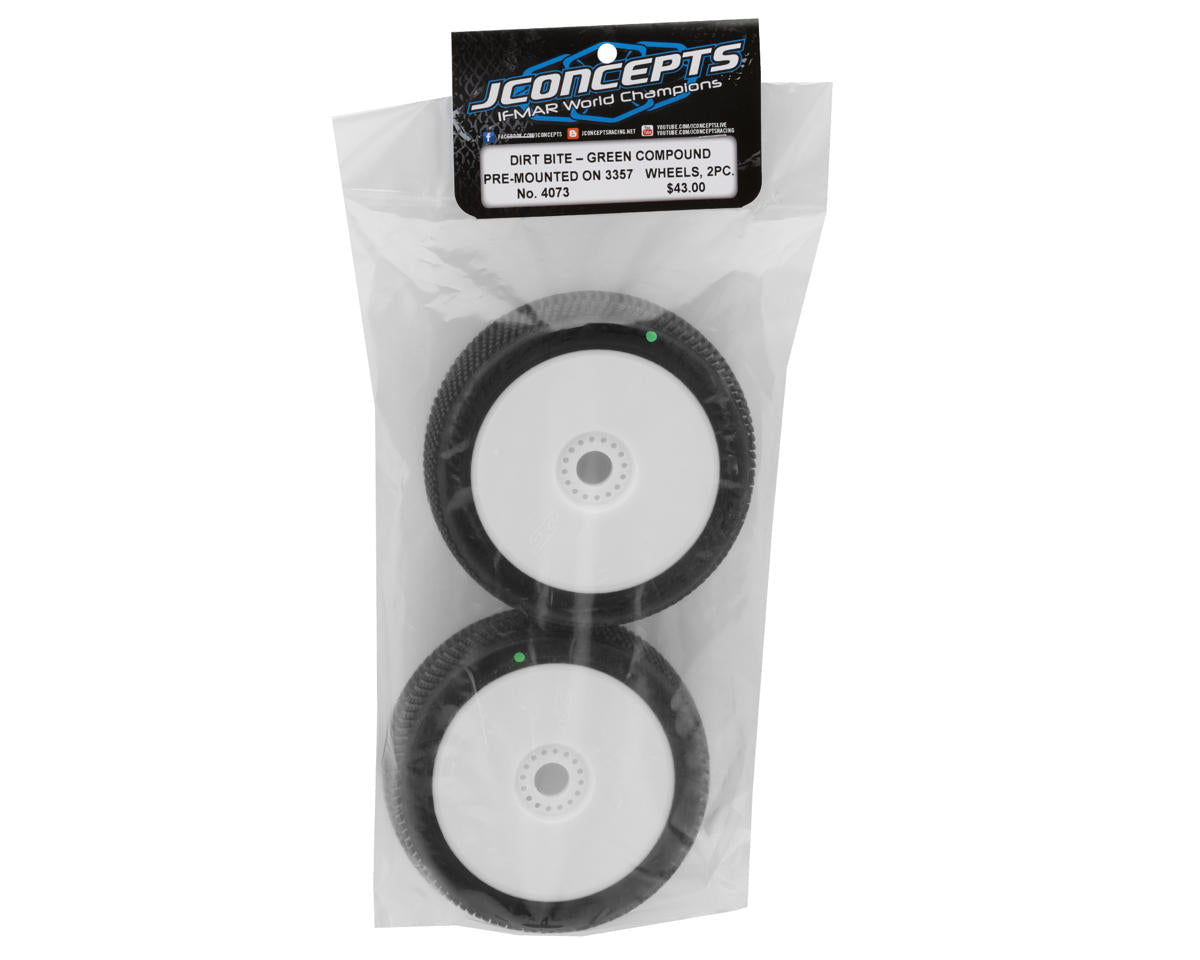 JConcepts Dirt Bite 1/8 Off-Road Buggy Pre-Mounted Tires (2) (White) (Green)