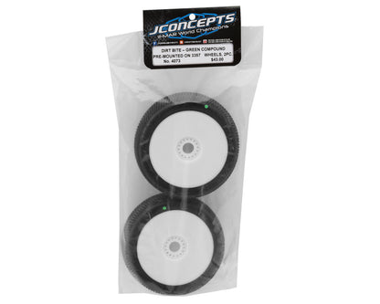JConcepts Dirt Bite 1/8 Off-Road Buggy Pre-Mounted Tires (2) (White) (Green)