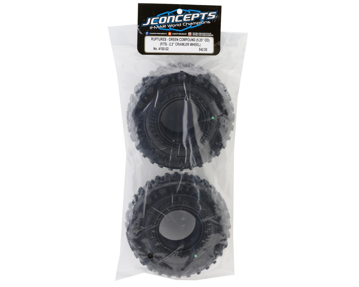 JConcepts Ruptures 2.2" 1/10 Rock Crawler Tires (2) (5.25" - Class 3) (Green)