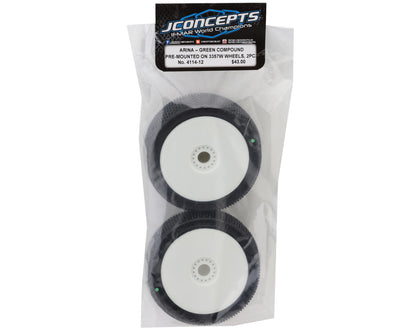 JConcepts Arina Pre-Mounted 1/8th Buggy Tires (White) (2) (Green)