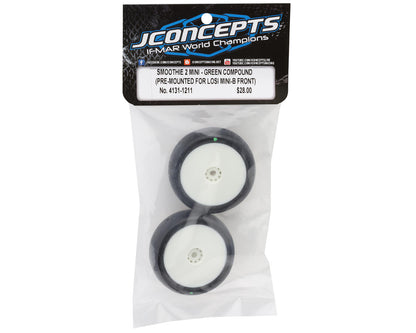 JConcepts Mini-B Smoothie 2 Pre-Mounted Front Tires (White) (2) (Green)