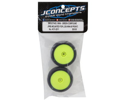 JConcepts Mini-B Smoothie 2 Pre-Mounted Front Tires (Yellow) (2) (Green)