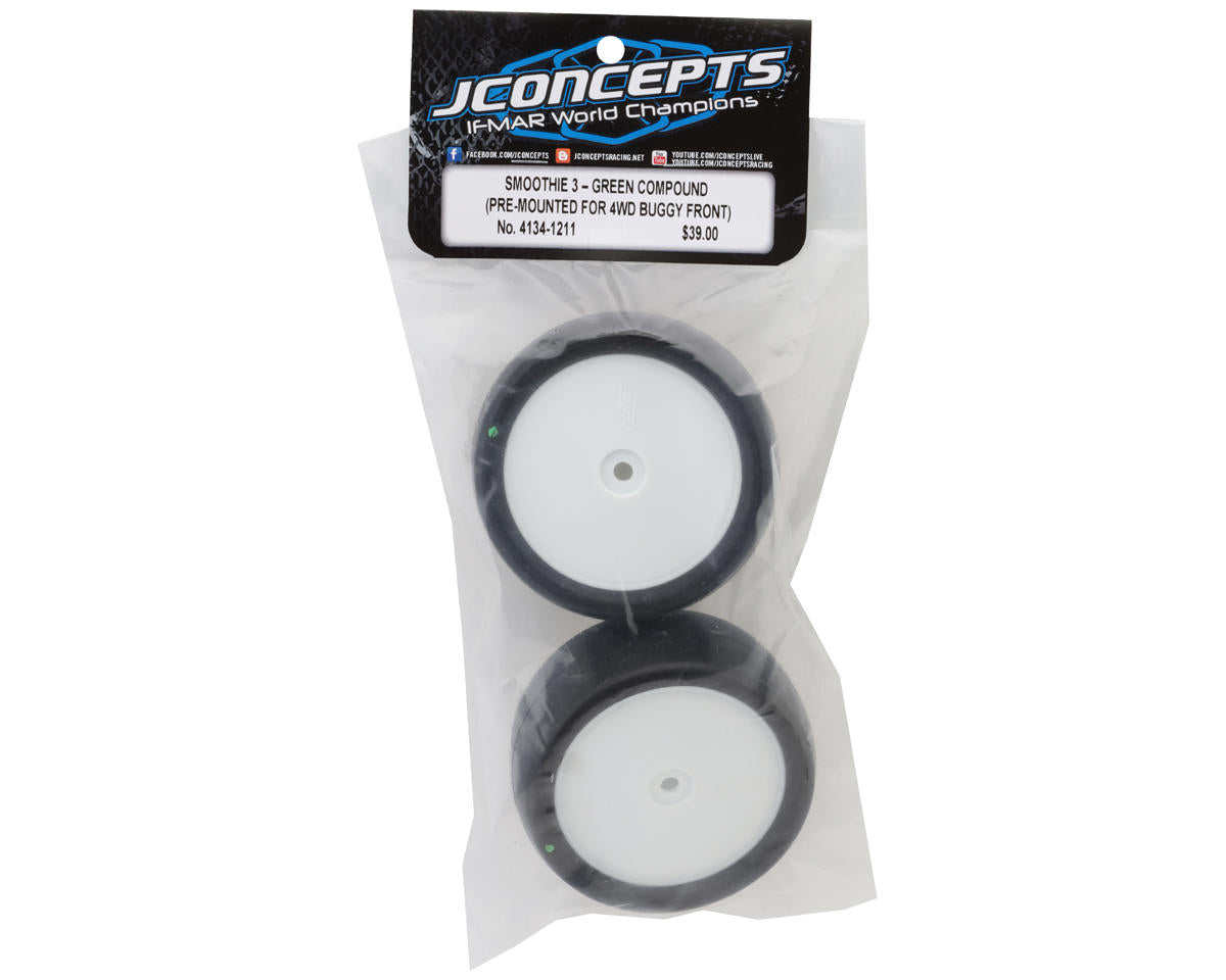 JConcepts Smoothie 3 2.2" Pre-Mounted 4WD Front Tires (White) (2) (Green)