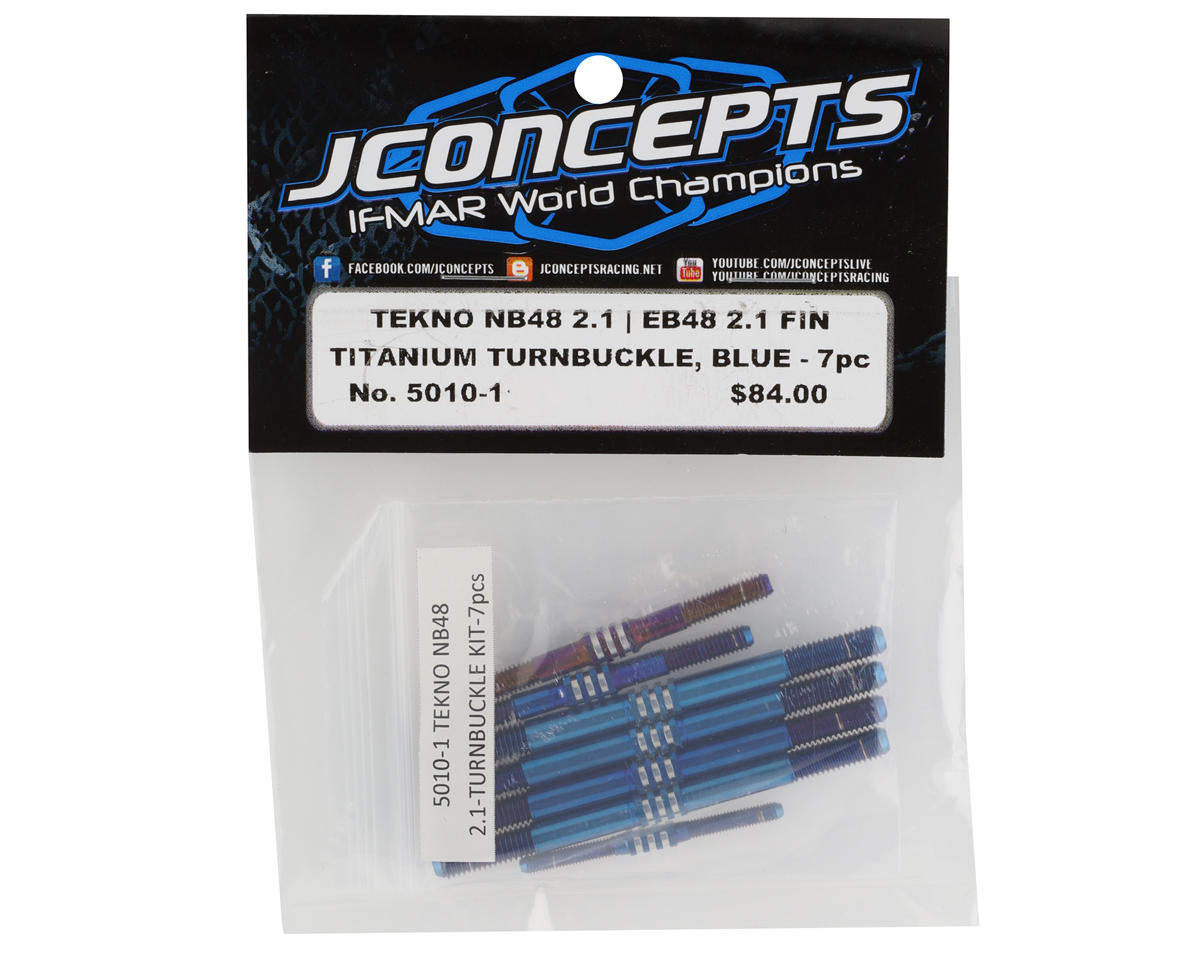 JConcepts Tekno NB48 2.1 Fin Titanium Turnbuckle Set (Blue) (7)