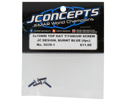 JConcepts 3x10mm "Top Hat" Titanium Screws (Blue) (4)