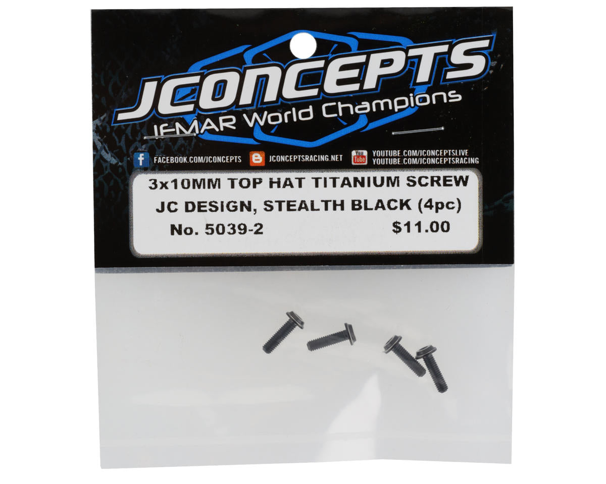 JConcepts 3x10mm "Top Hat" Titanium Screws (Black) (4)